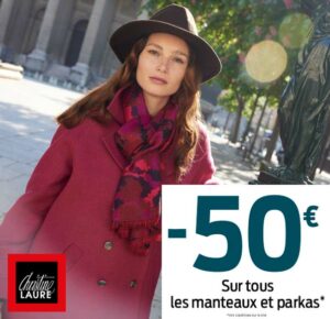 Promotion sur les manteaux et parkas en boutique Christine Laure 